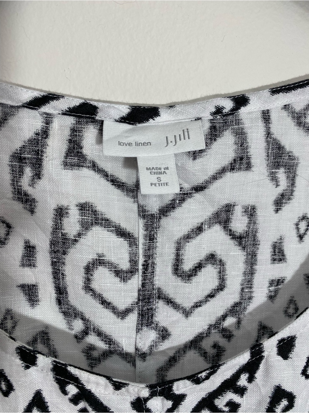 J. Jill Black and White Abstract Linen-Blend Dress Petite Small - Picture 2 of 16